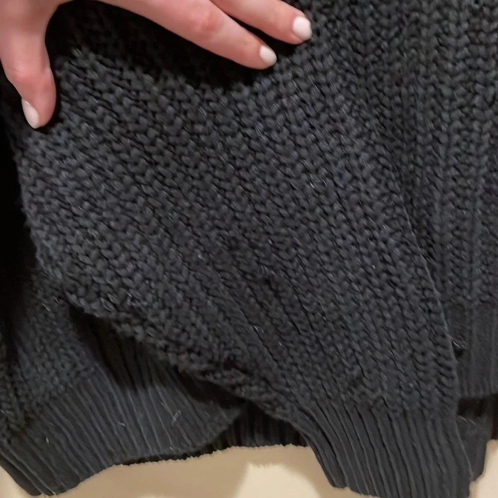 Free People Oversized Black Chunky Knit Cowl Neck Sweater Size XS